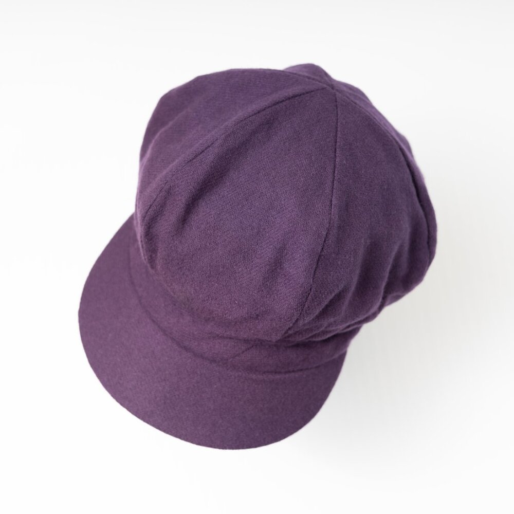 Handmade Upcycled Purple Wool Newsboy Baker Boy Paperboy Hat - Picture 3 of 5